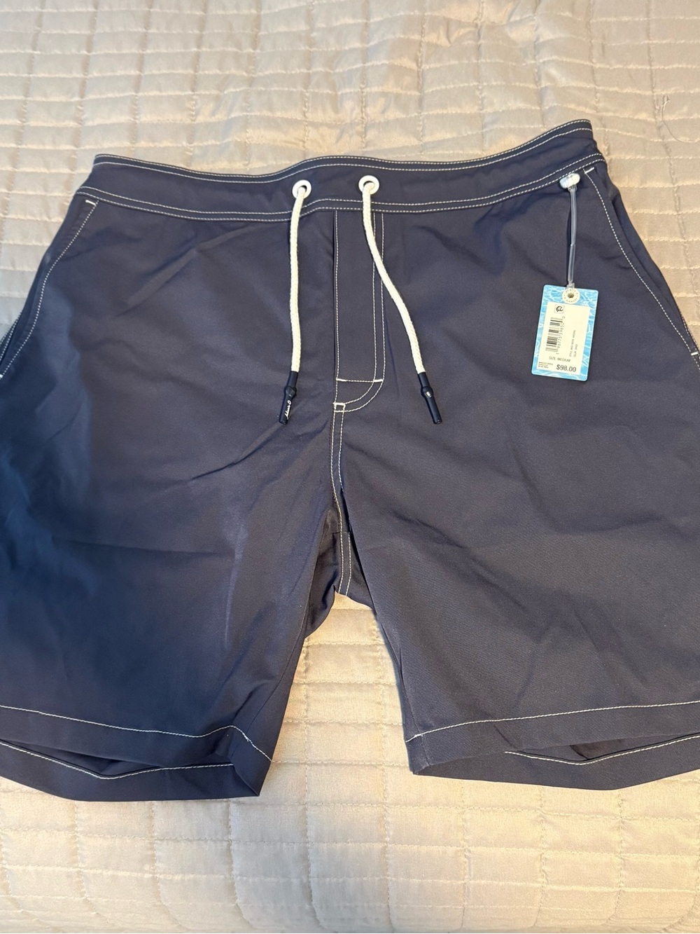 johnnie-O Navy Swim Trunks with White Drawcord